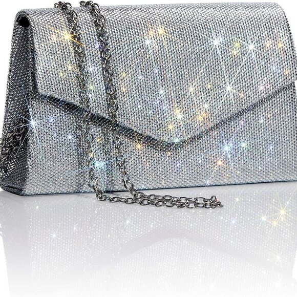 Women's Sparkly Evening Bags Glitter Rhinestone Clutch Purse for Party Prom Wedd - Picture 1 of 6